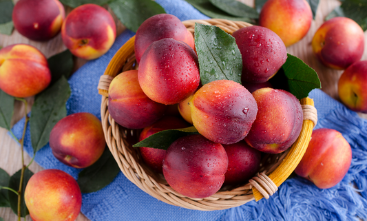 Fresh nectarine arranged as a dog-friendly stone fruit treat